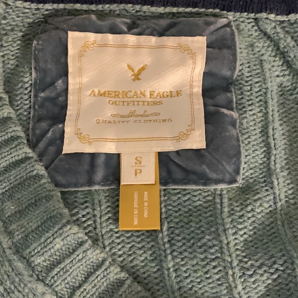 AEO Cable Knit Low V-Neck Hooded Long Fitted Sweater Top or Mini Dress - Picture 6 of 7